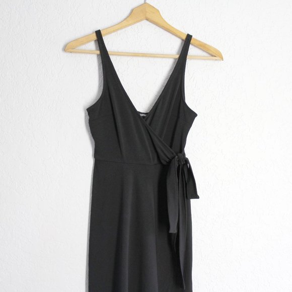 Express small black dress XXS hi-low stretch V-Neck tank 2XS - Picture 3 of 6